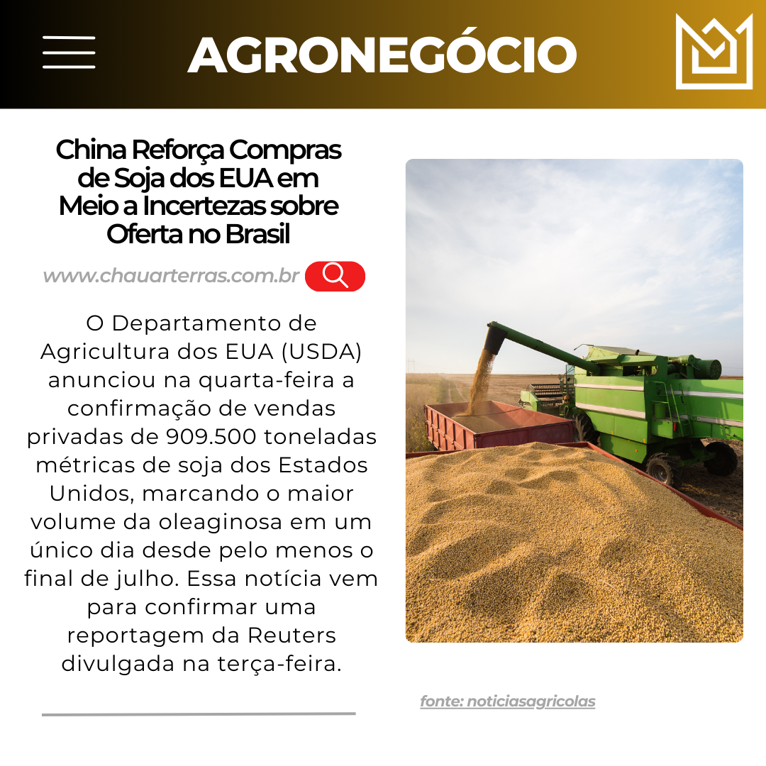  China Reforça Compras de Soja dos EUA em Meio a Incertezas sobre Oferta no Brasil