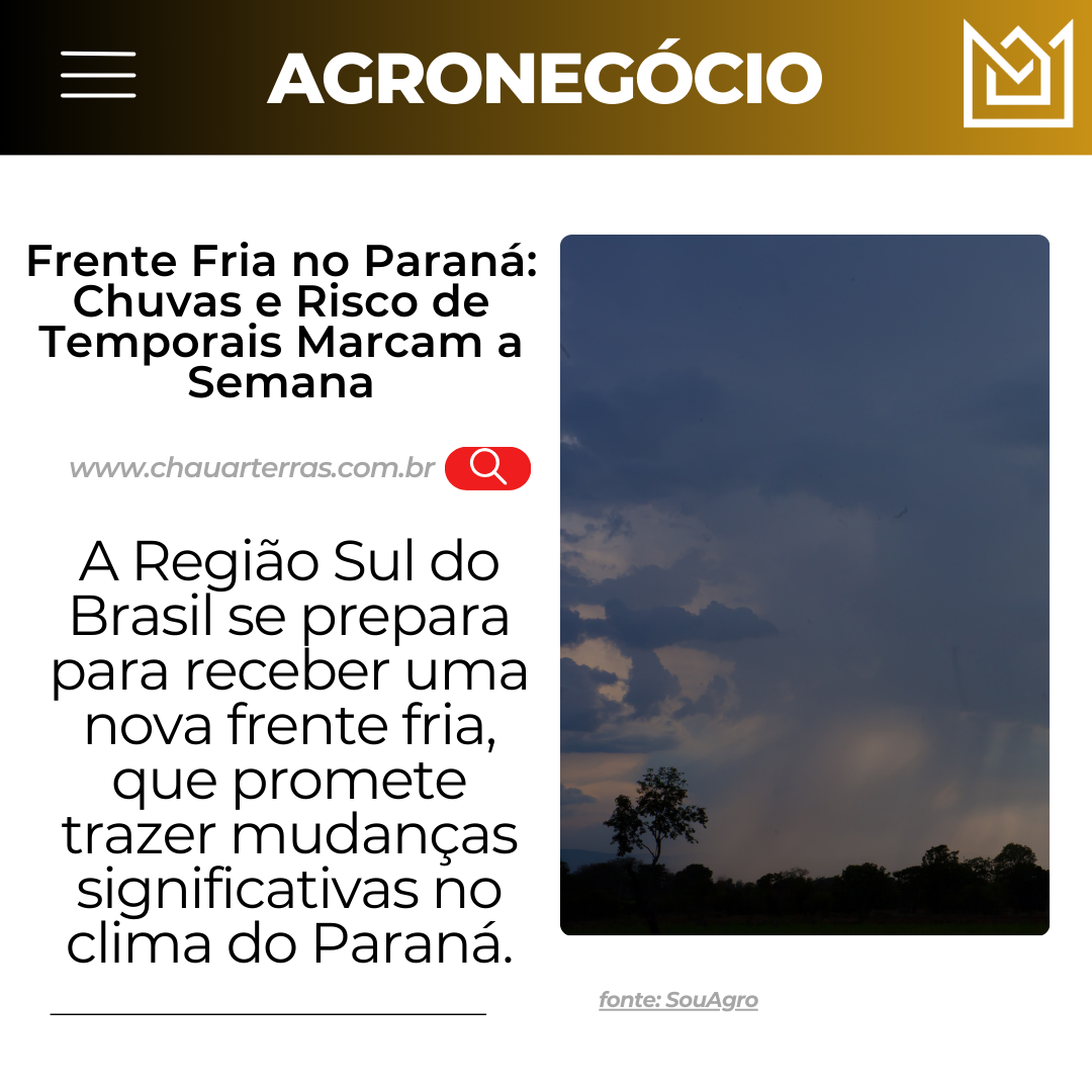 Frente Fria no Paraná: Chuvas e Risco de Temporais Marcam a Semana