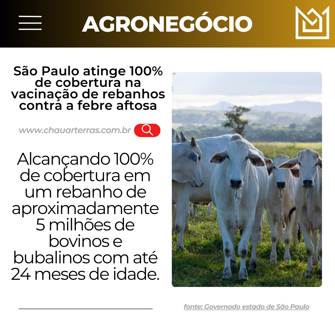 São Paulo atinge 100% de cobertura na vacinação contra a febre aftosa e adota novas estratégias de vigilância