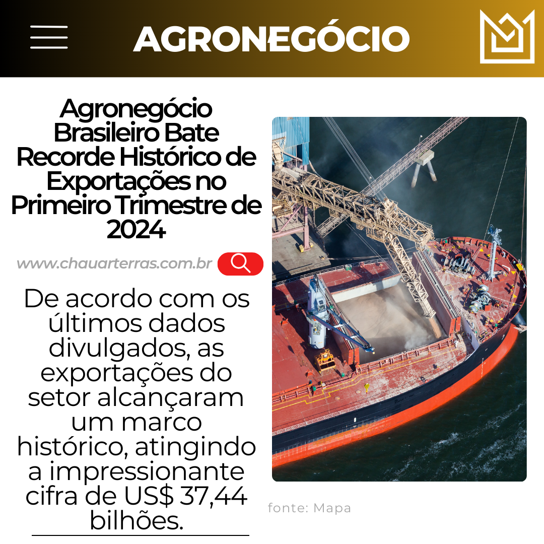 Agronegócio Brasileiro Bate Recorde Histórico de Exportações no Primeiro Trimestre de 2024