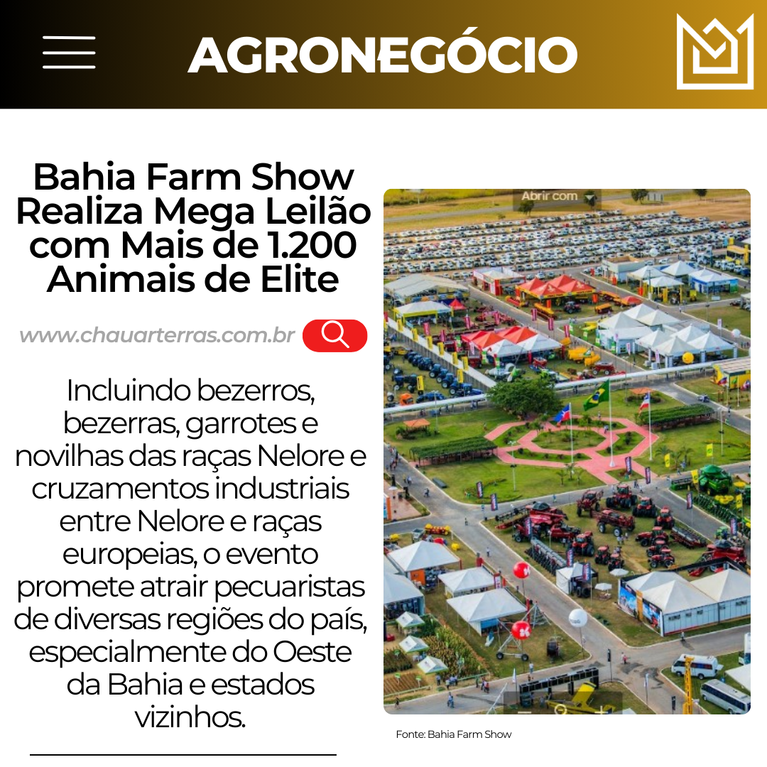 Imperdível: Bahia Farm Show Realiza Mega Leilão com Mais de 1.200 Animais de Elite
