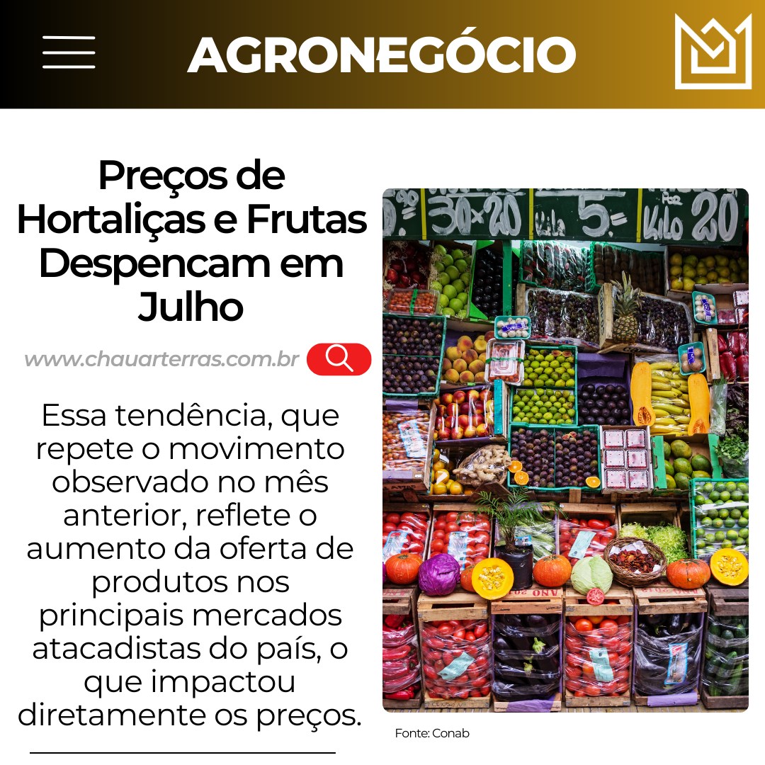 Preços de Hortaliças e Frutas Despencam em Julho