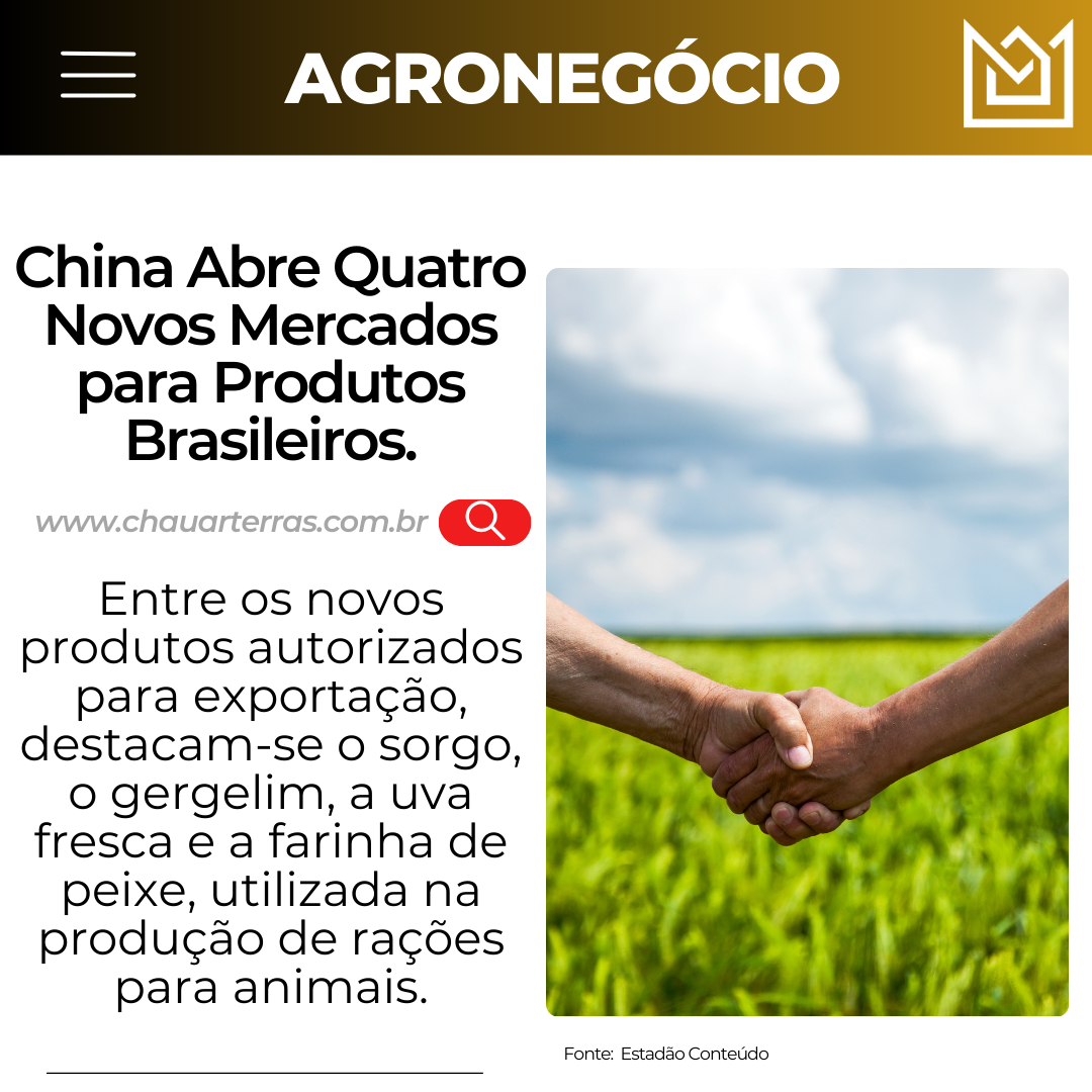 China Abre Quatro Novos Mercados para Produtos Brasileiros