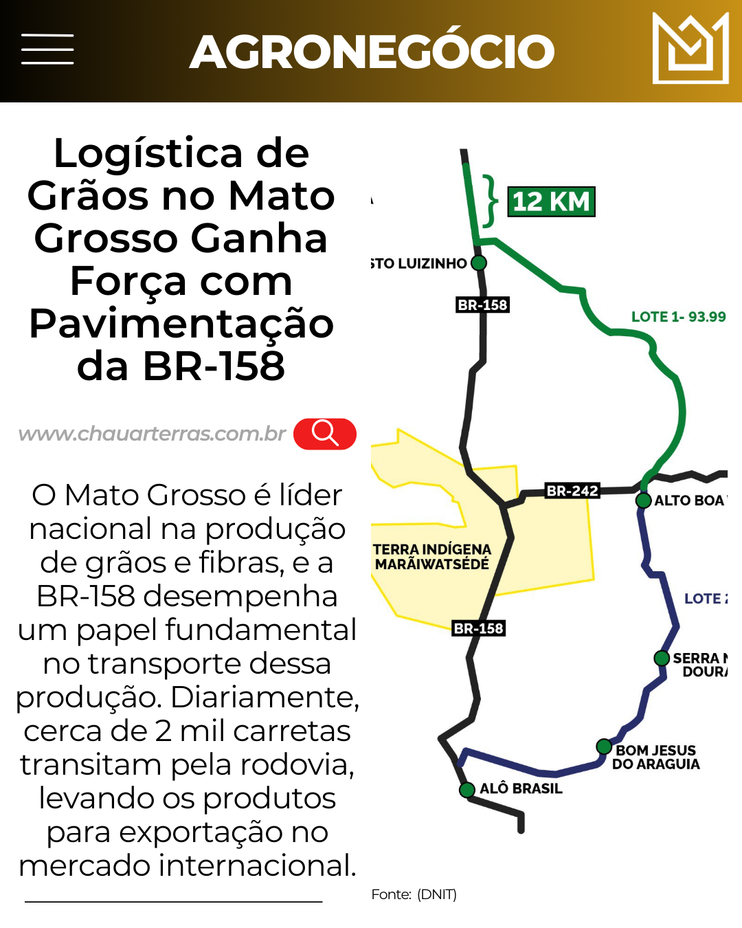 Logística de Grãos no Mato Grosso Ganha Força com Pavimentação da BR-158