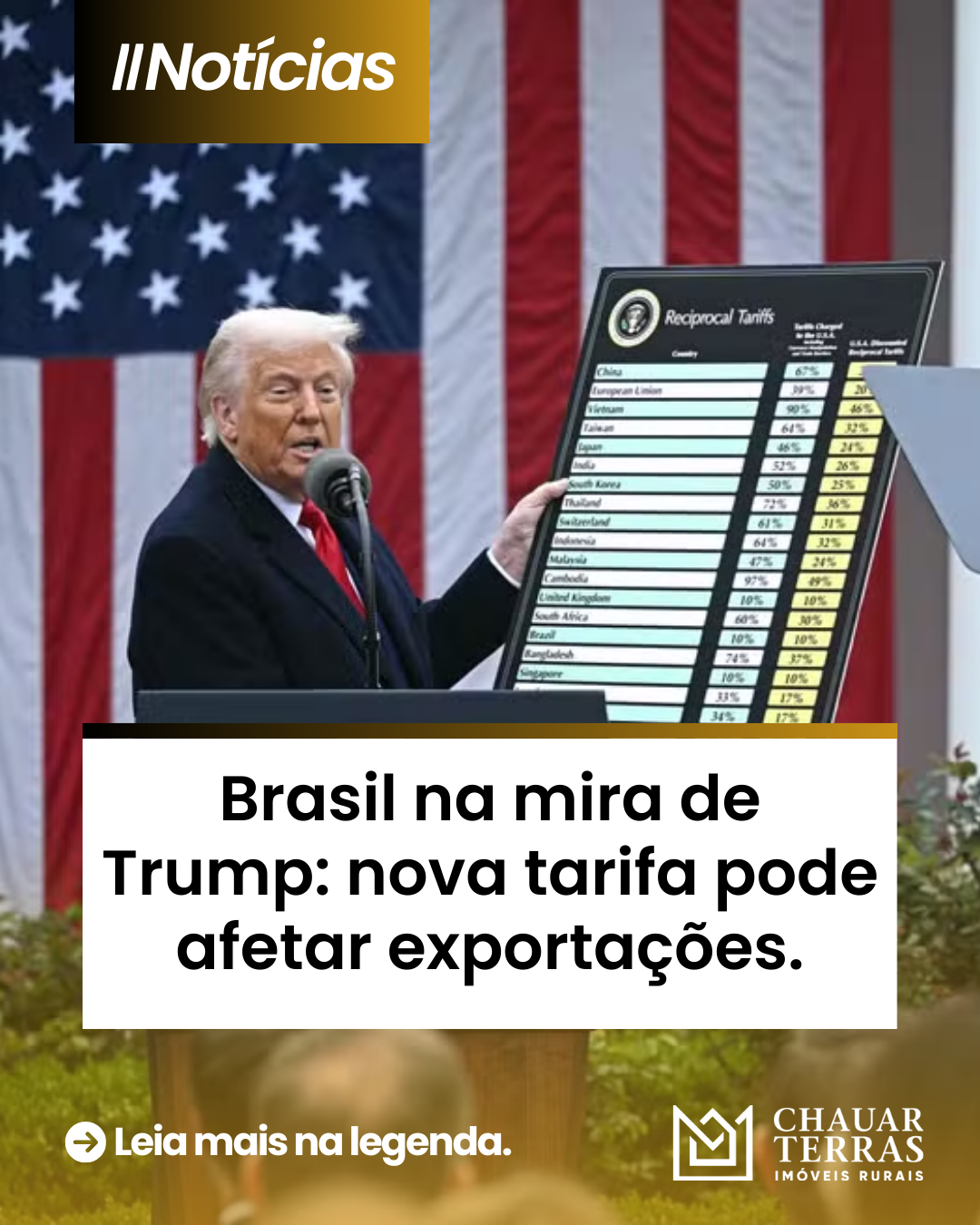 Brasil na mira de Trump: nova tarifa pode afetar exportações